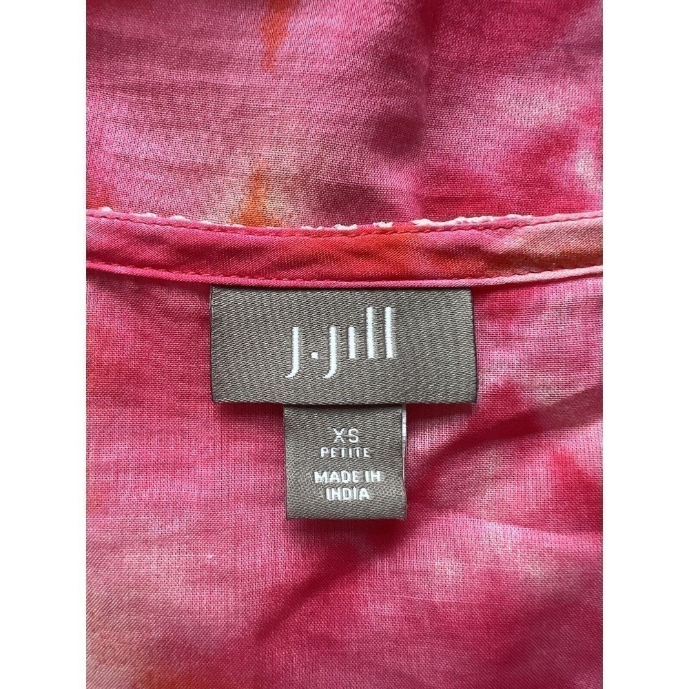 J. Jill Tie Dye Beaded Embroidered Long Sleeve Tunic‎ Blouse Pink Size X Small - Picture 3 of 4